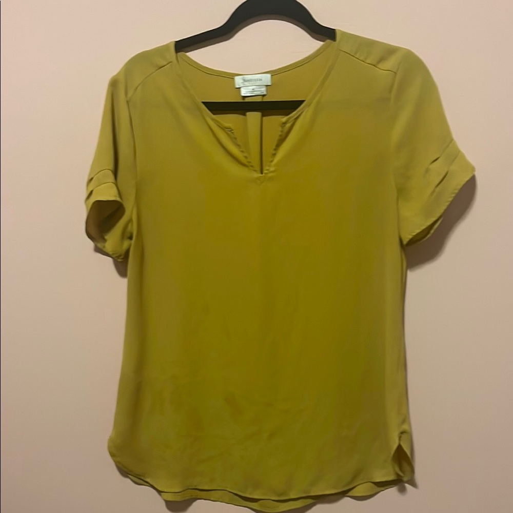 Van Heusen Yellow Cuffed Sleeve Blouse Relaxed Fit